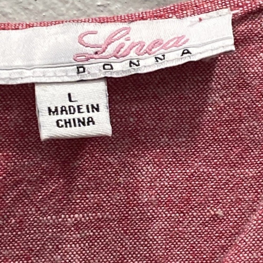 Linea Donna Linen Blend Sleeveless Knot Neckline Pink Pleated Blouse Top Size L - Picture 8 of 10